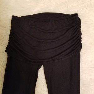 yoga pants with skirt overlay